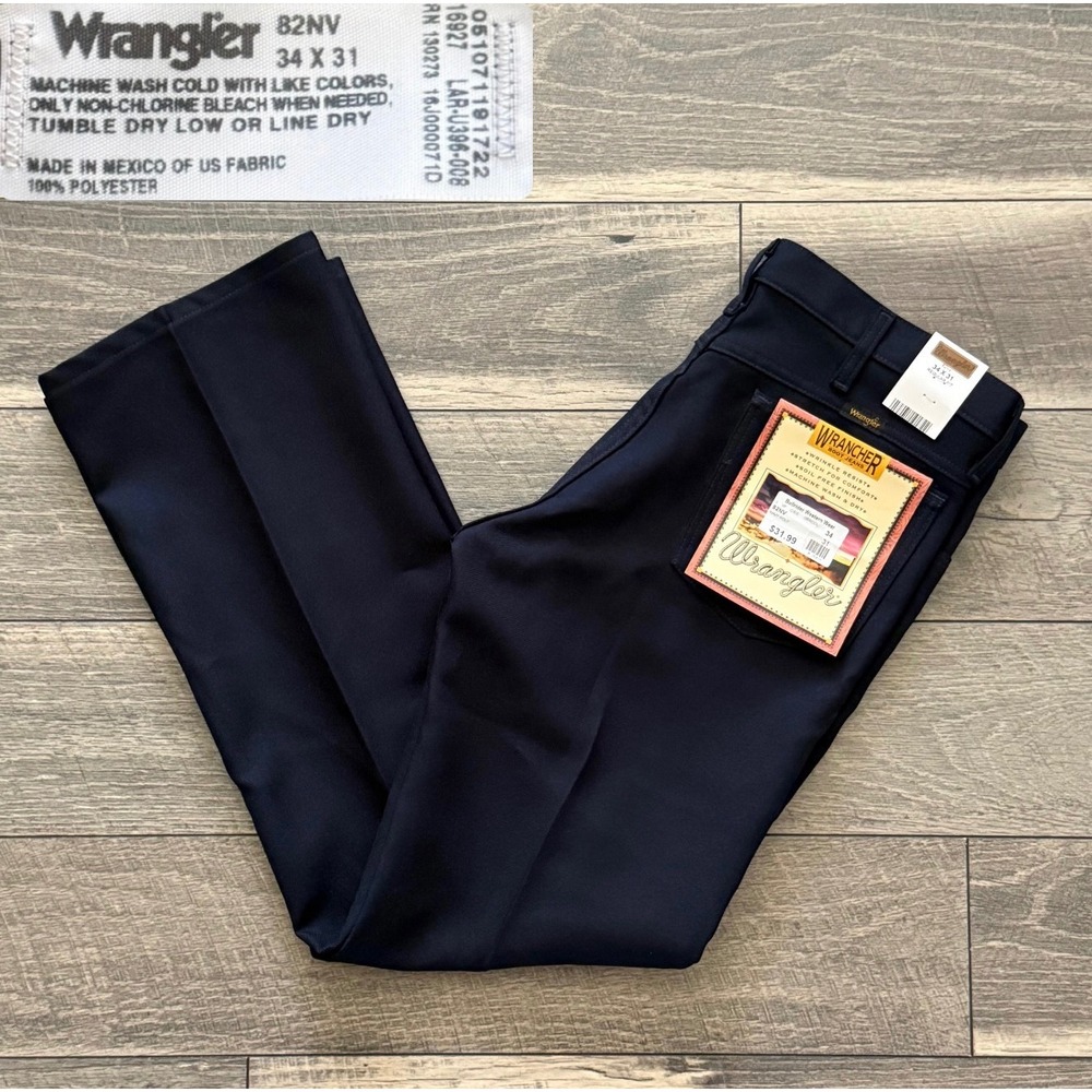 NWT Wrangler Wrancher Dress Jeans Black 82NV 34x31 Regular Fit Bootcut Trousers